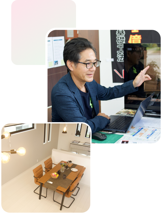 おしゃれなLDK・スタッフの説明の様子